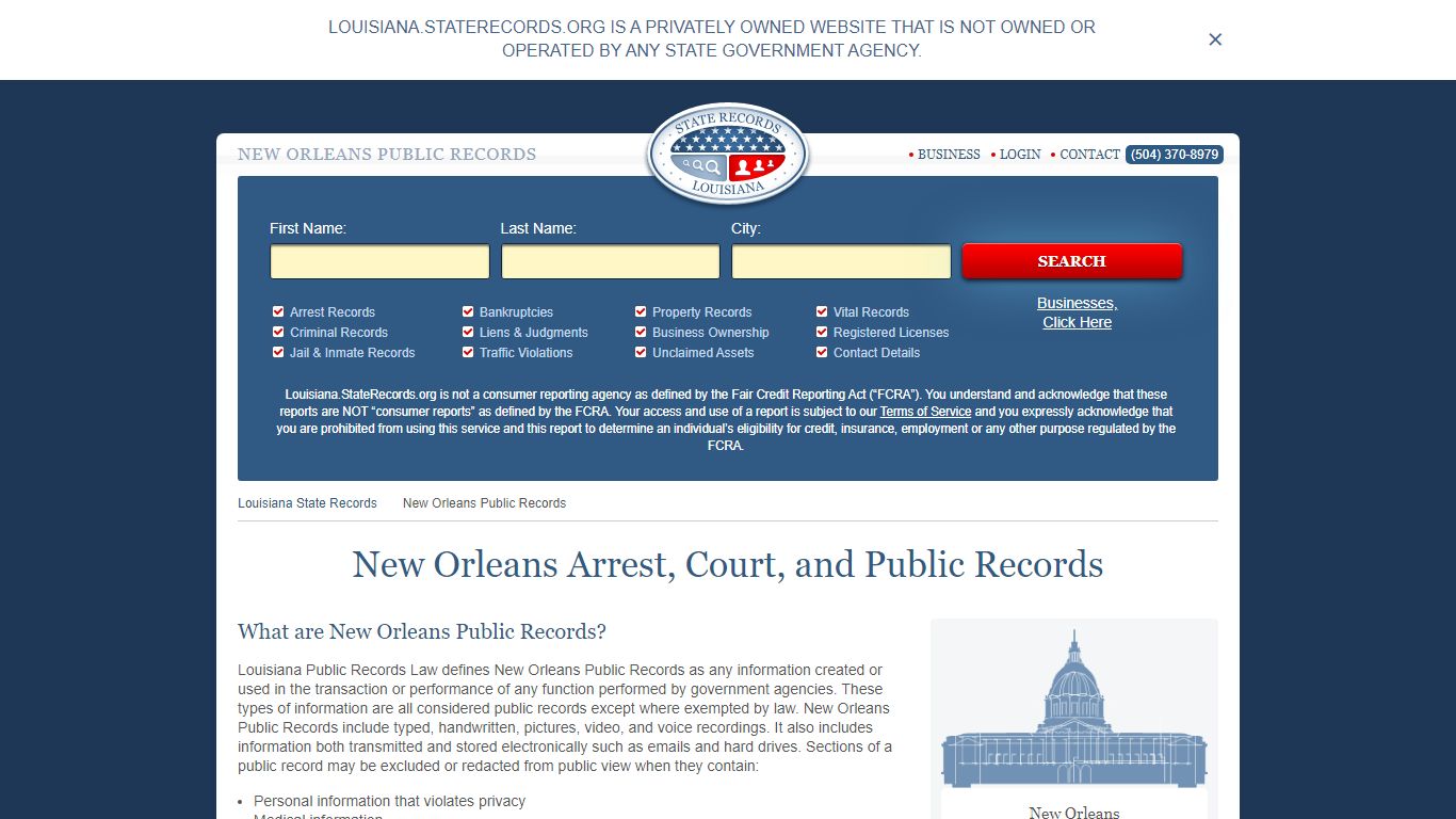 New Orleans Arrest and Public Records - StateRecords.org